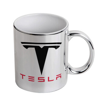 Tesla motors, Κούπα κεραμική, ασημένια καθρέπτης, 330ml