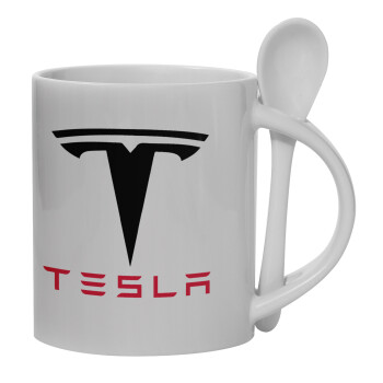 Tesla motors, Κούπα, κεραμική με κουταλάκι, 330ml (1 τεμάχιο)