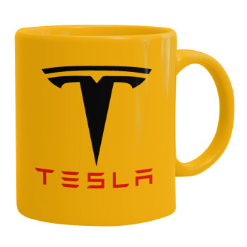 Tesla motors, Ceramic coffee mug yellow, 330ml (1pcs)