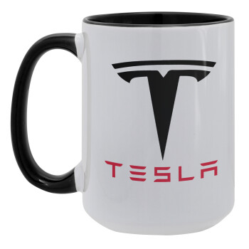 Tesla motors, Κούπα Mega 15oz, κεραμική Μαύρη, 450ml