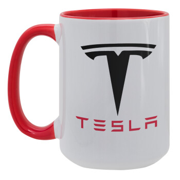 Tesla motors, Κούπα Mega 15oz, κεραμική Κόκκινη, 450ml
