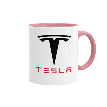 Tesla motors, Mug colored pink, ceramic, 330ml