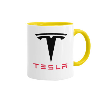 Tesla motors, Mug colored yellow, ceramic, 330ml