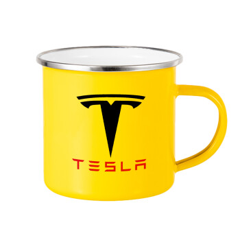 Tesla motors, Κούπα Μεταλλική εμαγιέ Κίτρινη 360ml