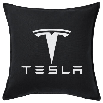 Tesla motors, Μαξιλάρι καναπέ Μαύρο 100% βαμβάκι, περιέχεται το γέμισμα (50x50cm)