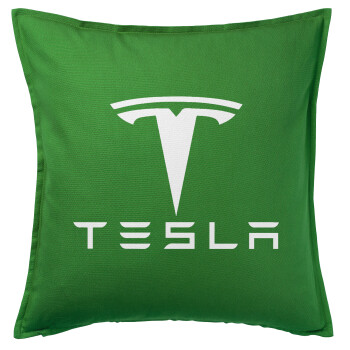 Tesla motors, Μαξιλάρι καναπέ Πράσινο 100% βαμβάκι, περιέχεται το γέμισμα (50x50cm)