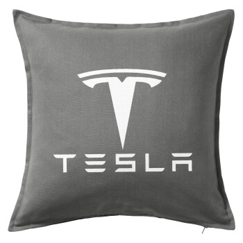 Tesla motors, Μαξιλάρι καναπέ Γκρι 100% βαμβάκι, περιέχεται το γέμισμα (50x50cm)