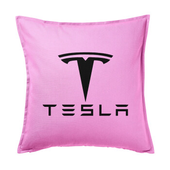 Tesla motors, Μαξιλάρι καναπέ ΡΟΖ 100% βαμβάκι, περιέχεται το γέμισμα (50x50cm)