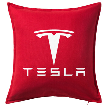 Tesla motors, Μαξιλάρι καναπέ Κόκκινο 100% βαμβάκι, περιέχεται το γέμισμα (50x50cm)