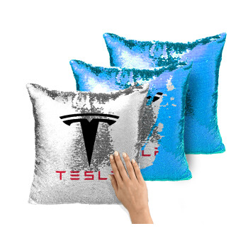 Tesla motors, Μαξιλάρι καναπέ Μαγικό Μπλε με πούλιες 40x40cm περιέχεται το γέμισμα