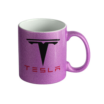 Tesla motors, Κούπα Μωβ Glitter που γυαλίζει, κεραμική, 330ml
