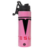 Metallic water bottle with safety lid, 850ml aluminum