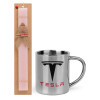 Easter Set, metallic thermal cup (300ml) & aromatic flat Easter candle (30cm) (PINK)