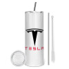 Tumbler stainless steel 600ml, with metal straw & cleaning brush