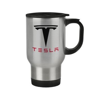 Tesla motors, Stainless steel travel mug with lid, double wall 450ml