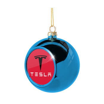 Tesla motors, Blue Christmas tree ball ornament 8cm