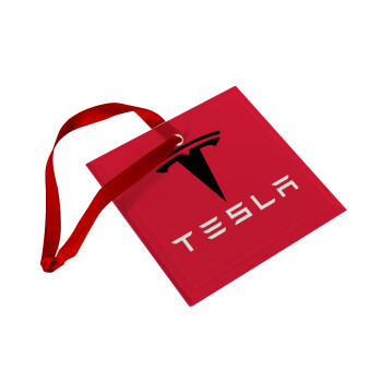 Tesla motors, Χριστουγεννιάτικο στολίδι γυάλινο τετράγωνο 9x9cm
