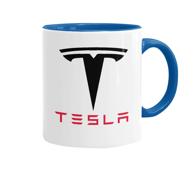 Tesla motors — Κούπα χρωματιστή μπλε, κεραμική, 330ml
