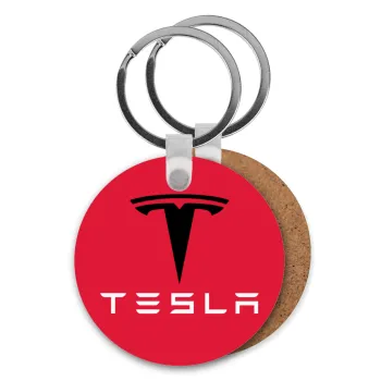 Tesla motors, Μπρελόκ Ξύλινο στρογγυλό MDF Φ5cm