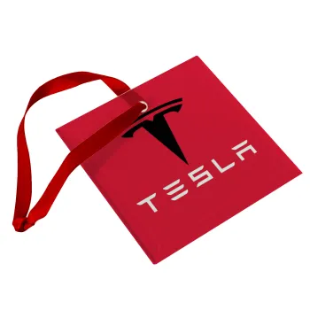 Tesla motors, Christmas ornament, glass square ornament 9x9cm