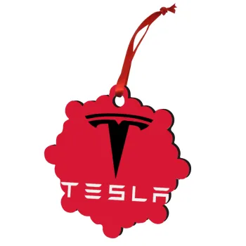 Tesla motors, Christmas ornament snowflake wooden 7.5cm