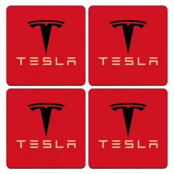 Tesla motors, ΣΕΤ x4 Σουβέρ ξύλινα τετράγωνα plywood (9cm)
