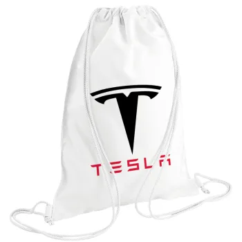Tesla motors, Backpack pouch GYMBAG white (28x40cm)