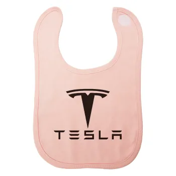 Tesla motors, Σαλιάρα με Σκρατς ΡΟΖ 100% Organic Cotton (0-18 months)