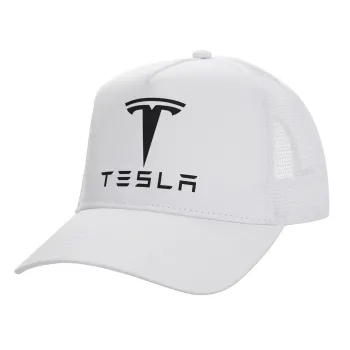 Tesla motors, Καπέλο Ενηλίκων Structured Trucker, με Δίχτυ, ΛΕΥΚΟ (100% ΒΑΜΒΑΚΕΡΟ, ΕΝΗΛΙΚΩΝ, UNISEX, ONE SIZE)