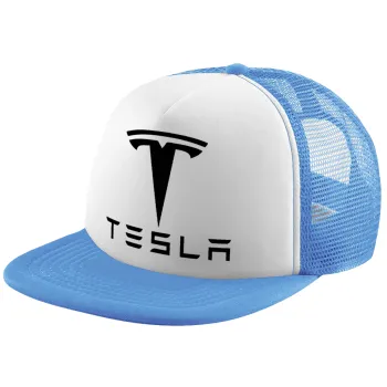 Tesla motors, Child's Soft Trucker Hat with Blue/White Mesh (POLYESTER, CHILD, ONE SIZE)