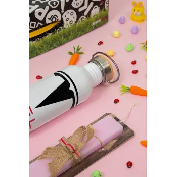 Tesla motors, Πασχαλινή Λαμπάδα με παγούρι μεταλλικό (620ml, stainless steel) & κερί αρωματικό πλακέ (30cm) (ΡΟΖ)