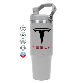 Tesla motors, GREY color, 890ml (30oz) stainless Steel Tumbler with Handle