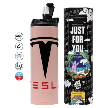 Tesla motors, Tumbler stainless steel PINK 600ml