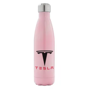 Tesla motors, Μεταλλικό παγούρι θερμός Ροζ Ιριδίζον (Stainless steel), διπλού τοιχώματος, 500ml