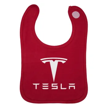 Tesla motors, Σαλιάρα με Σκρατς Κόκκινη 100% Organic Cotton (0-18 months)