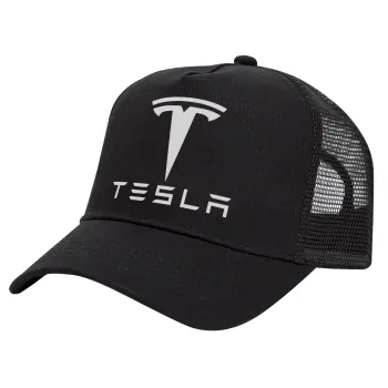 Tesla motors, Trucker Hat with Mesh, Black, (COTTON, KIDS, UNISEX, ONE SIZE)