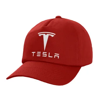 Tesla motors, Children's Baseball Cap, 100% Cotton Twill, Red (COTTON, CHILDREN'S, UNISEX, ONE SIZE)