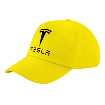 Tesla motors, Καπέλο παιδικό Baseball, 100% Βαμβακερό Twill, Κίτρινο (ΒΑΜΒΑΚΕΡΟ, ΠΑΙΔΙΚΟ, UNISEX, ONE SIZE)