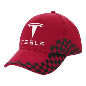 Tesla motors, Καπέλο Ενηλίκων Ultimate ΚΟΚΚΙΝΟ/ΜΑΥΡΟ RACING με Σκρατς, (100% ΒΑΜΒΑΚΕΡΟ DRILL, ΕΝΗΛΙΚΩΝ, UNISEX, ONE SIZE)