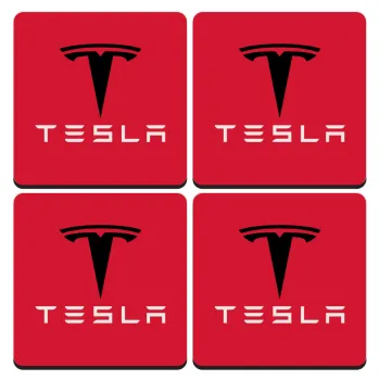 Tesla motors, ΣΕΤ 4 Σουβέρ ξύλινα τετράγωνα (9cm)