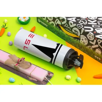 Tesla motors, Easter candle,Travel Tumbler 2 Lids, with metal straw & cleaning brush & aromatic flat candle (30cm) (PINK)