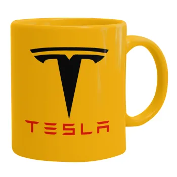 Tesla motors, Ceramic coffee mug yellow, 330ml
