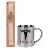Easter Set, metallic thermal cup (300ml) & aromatic flat Easter candle (30cm) (PINK)
