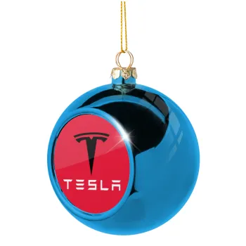 Tesla motors, Blue Christmas tree ball ornament 8cm