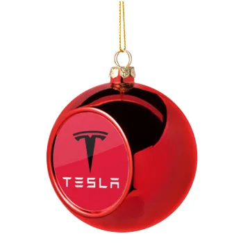 Tesla motors, Christmas tree ball Red 8cm