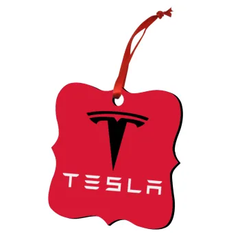 Tesla motors, Christmas ornament polygon wooden 7.5cm