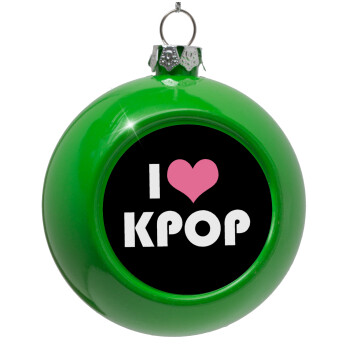 I Love KPOP, Green Christmas tree ornament bauble 8cm
