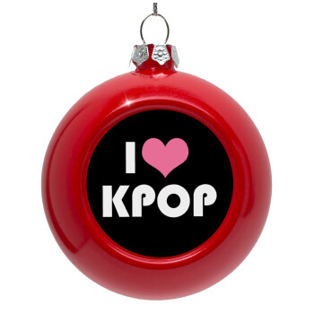 I Love KPOP, Red Christmas tree ornament bauble 8cm