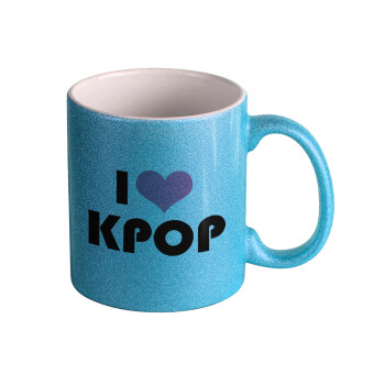 I Love KPOP, Κούπα Σιέλ Glitter που γυαλίζει, κεραμική, 330ml