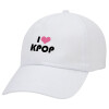 I Love KPOP, Καπέλο ενηλίκων Jockey Λευκό (snapback, 5-φύλλο, unisex)